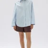 Outlet Assembly Label Addie Poplin Stripe Lng Sleeve Shirt - Sora / White