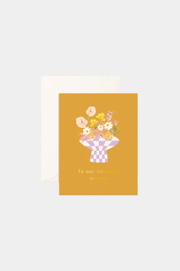 Fashion Fox u0026 Fallow Amazing Mama Check Vase Greeting Card