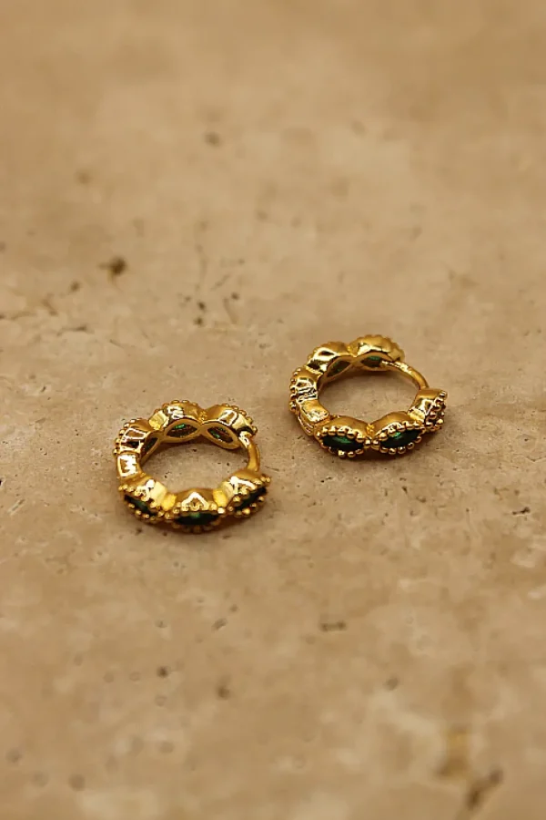 Best Love From Lilou Amelia Hoop Earrings - Emerald / Gold