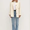 Discount Assembly Label Archer Leather Collar Jacket - Cream/Tan