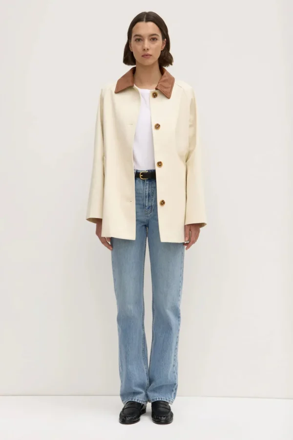 Discount Assembly Label Archer Leather Collar Jacket - Cream/Tan