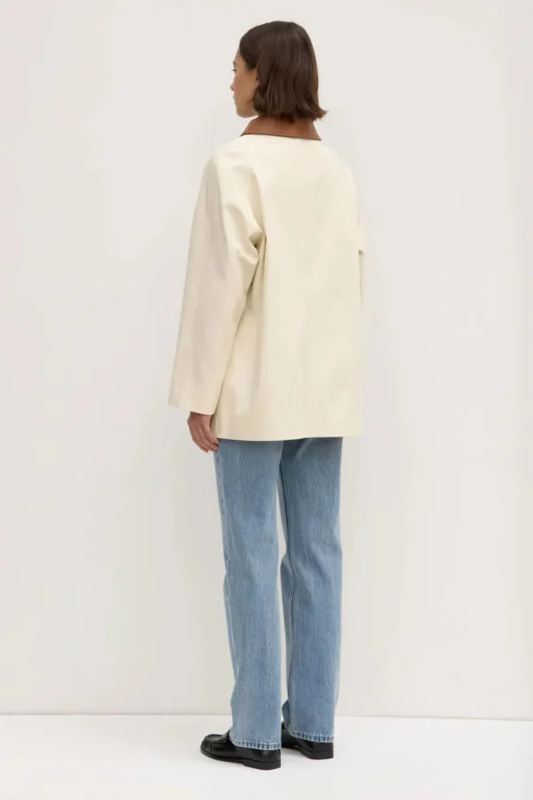 Discount Assembly Label Archer Leather Collar Jacket - Cream/Tan