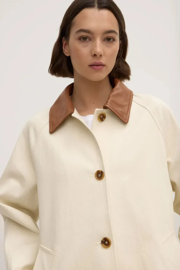 Discount Assembly Label Archer Leather Collar Jacket - Cream/Tan