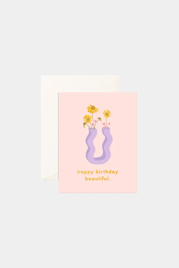 Best Fox u0026 Fallow Birthday Beautiful Wiggle Vase Greeting Card