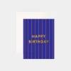Hot Fox u0026 Fallow Birthday Cobalt Pinstripe Greeting Card