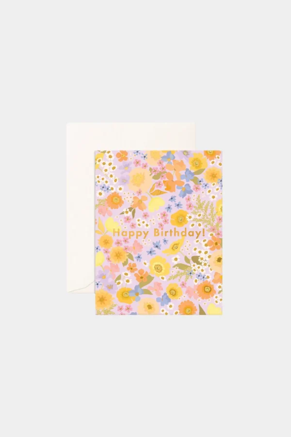 Hot Fox u0026 Fallow Birthday Floralscape Greeting Card