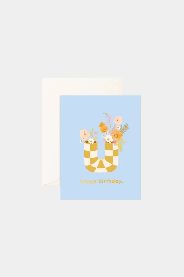 Hot Fox u0026 Fallow Birthday Pipe Vase Greeting Card