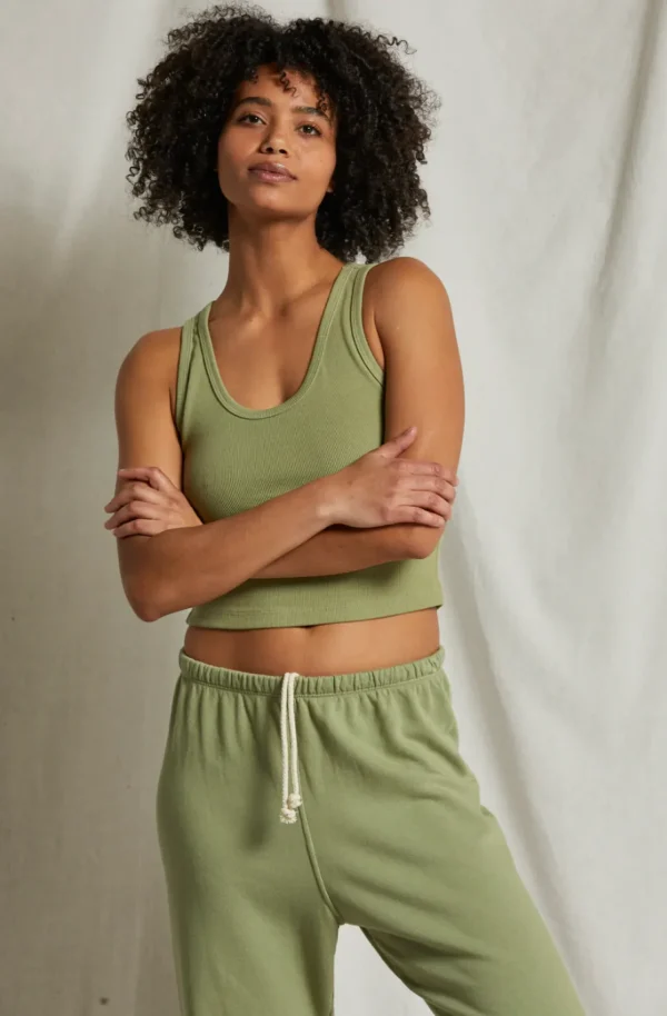 Clearance Perfect White Tee Blondie Structured Rib Tank - Oil Green