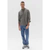 Hot Assembly Label Brushed Flannel Check Shirt - Navy Check