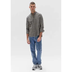 Hot Assembly Label Brushed Flannel Check Shirt - Navy Check
