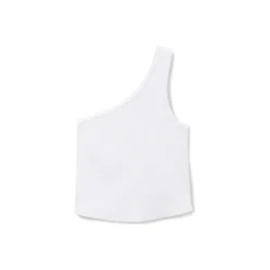 Outlet Perfect White Tee Call Me One Shoulder Rib Tank