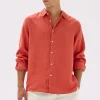 Outlet Assembly Label Mens Casual Long Sleeve Shirt - Papaya