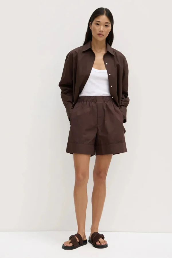 Best Assembly Label Cleo Longline Poplin Short - Ganache