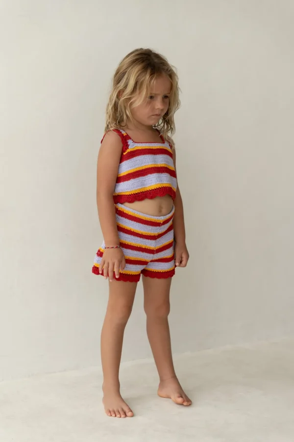 Discount Illoura The Label Crochet Shorts - Sunset Stripe