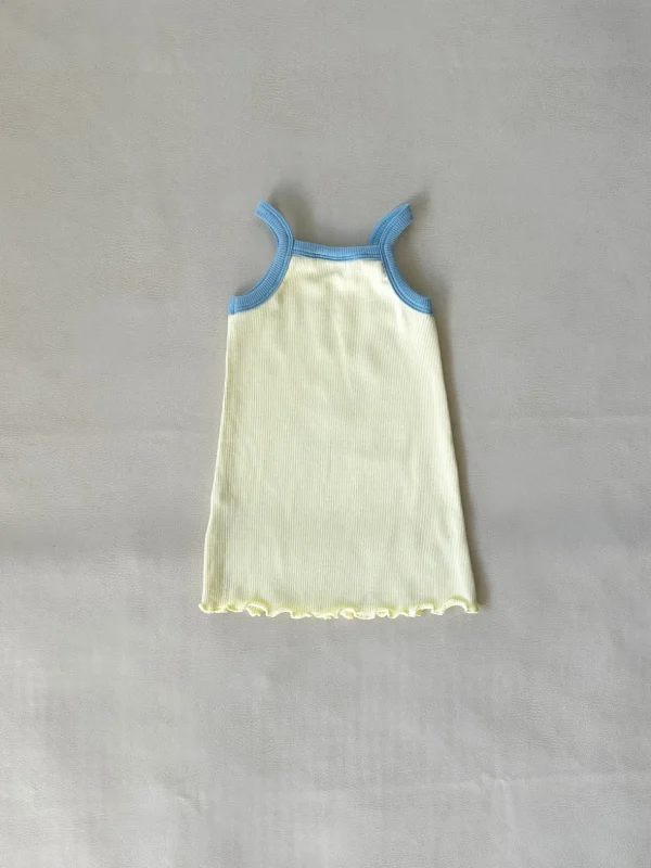 Online Tiny Trove Elsie Ribbed Cotton Dress - Lemon/Sky