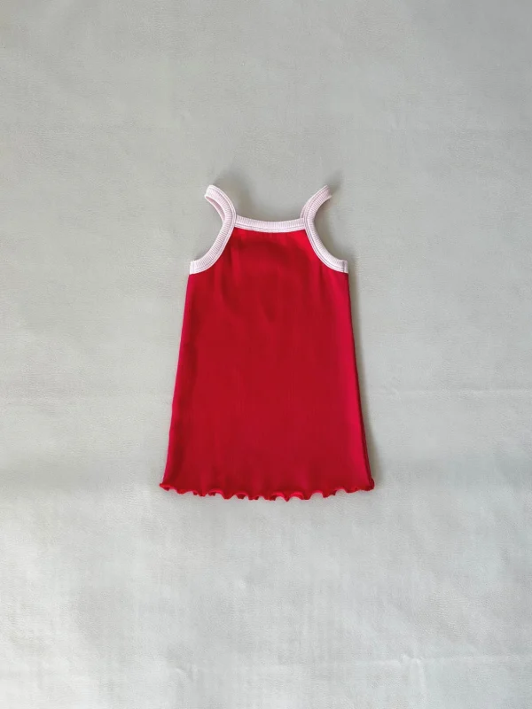 Discount Tiny Trove Elsie Ribbed Cotton Dress - Red/Pink