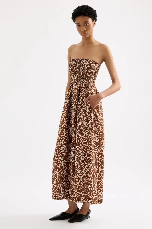 New Nude Lucy Florense Shirred Maxi Dress