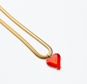 Sale We Are Emte Glass Heart Pendant Necklace