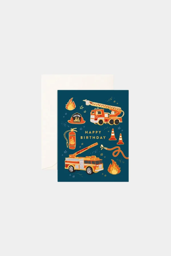 Discount Fox u0026 Fallow Happy Birthday Fire Trucks Greeting Card