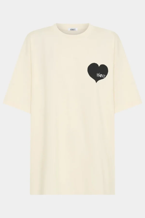Outlet SSAINT Heart Tee - Cream/Black