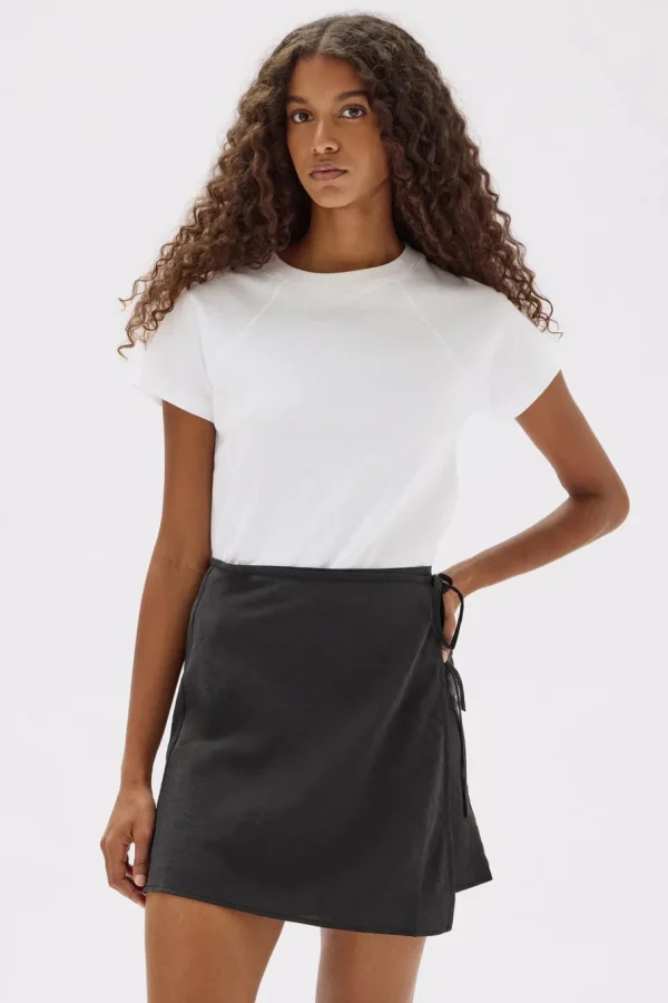Outlet Assembly Label Heather Silk Blend Wrap Skirt - Black