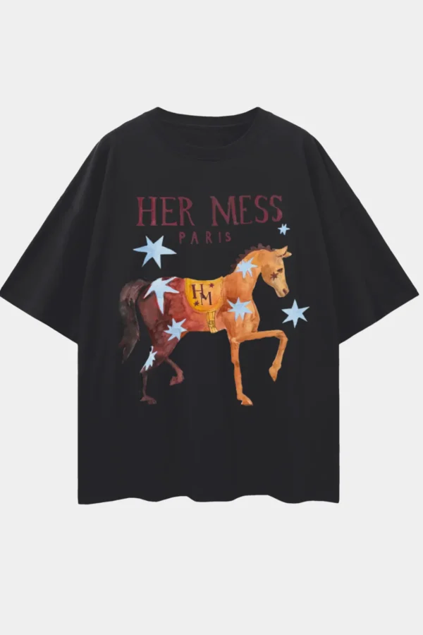 Online Maku Her Mess Oversize Tee - Black