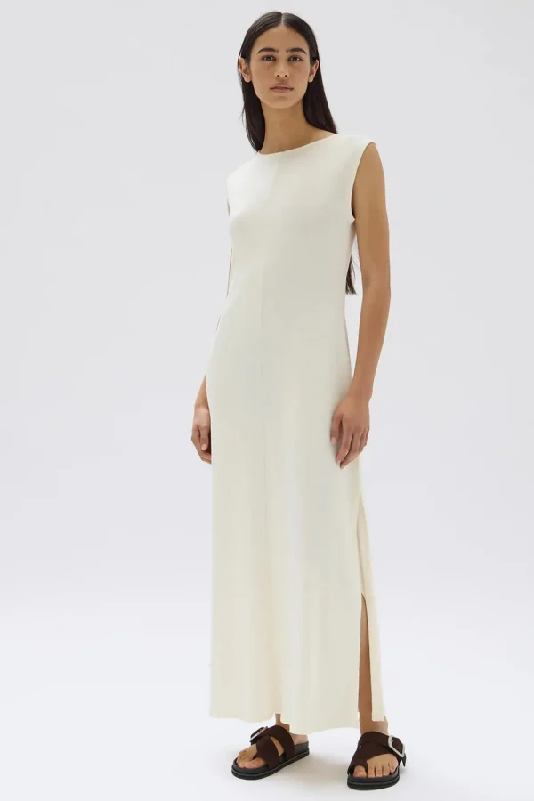 Clearance Assembly Label Kerrie Rib Jersey Maxi Dress - Cream