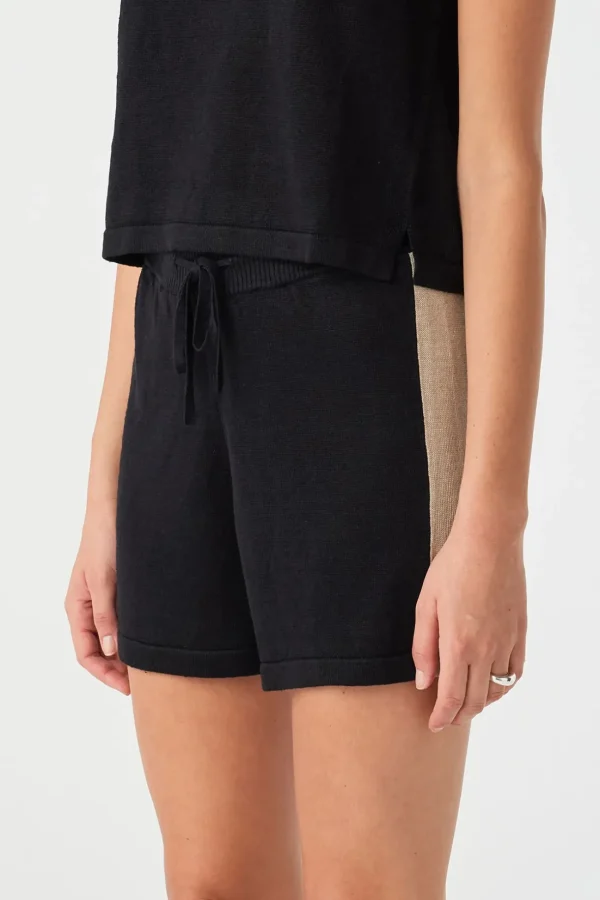 Discount Arcaa Movement Larri Linen Knit Short - Black & Taupe