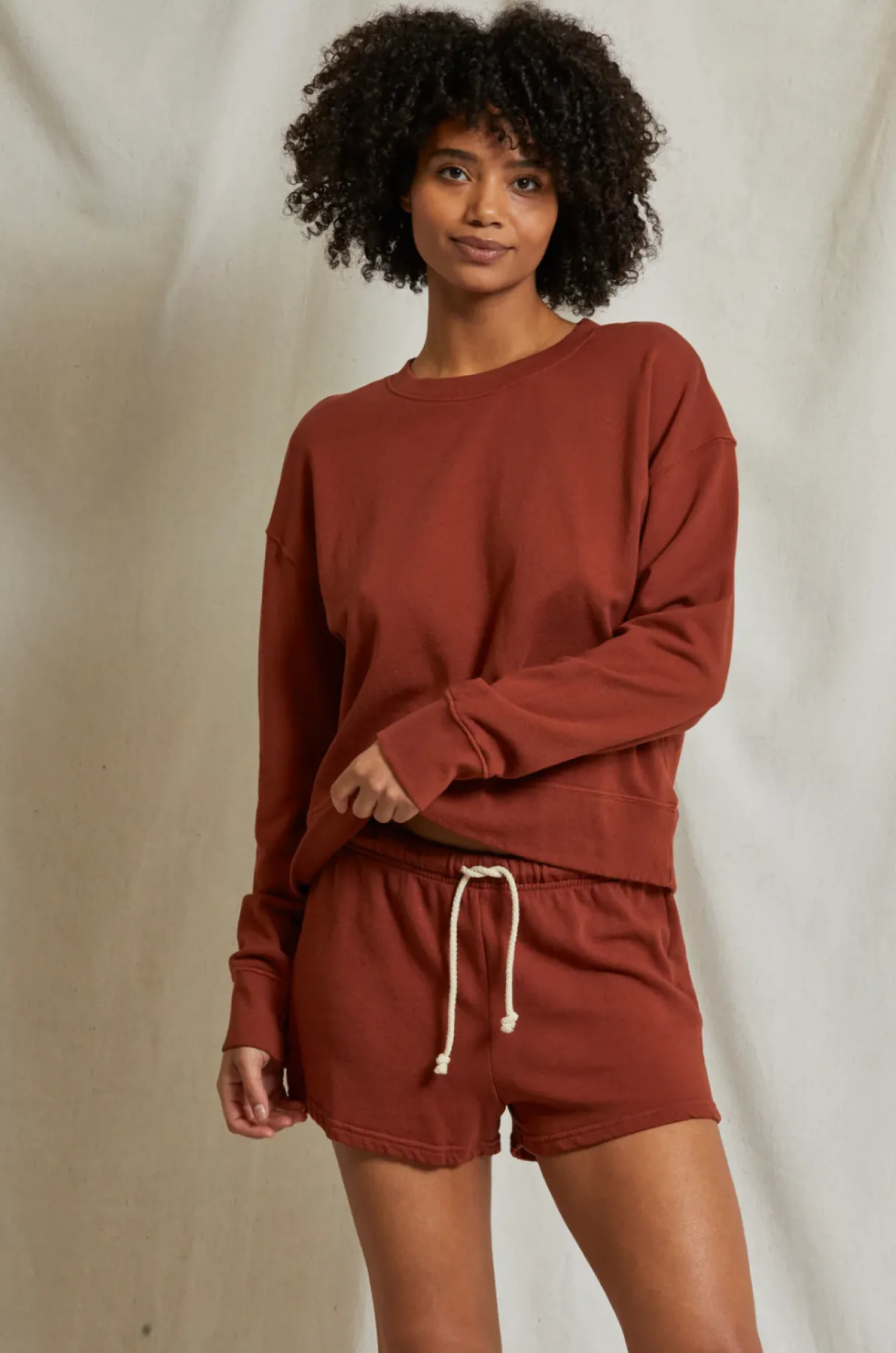 layla_french_terry_sweat__0.webp Fashion Perfect White Tee Layla French Terry Sweat Shorts - Russet