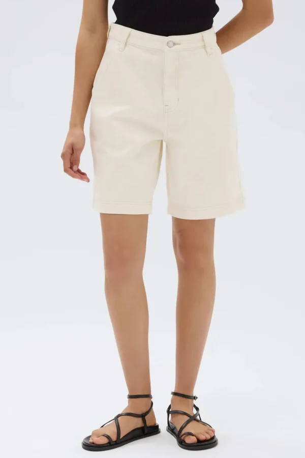 Discount Assembly Label Longline Denim Short - Ecru
