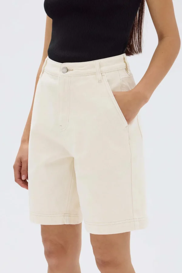Discount Assembly Label Longline Denim Short - Ecru