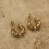 Online Love From Lilou Lottie Pearl Hoop Earrings - Gold