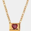 Discount We Are Emte Love Lock Pendant Necklace in 18k Gold Plated + Ruby