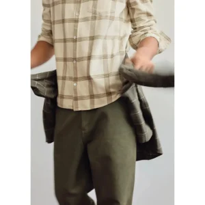 Best Assembly Label Manny Check Sleeve Shirt - Cream / Tan Check