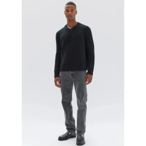 Outlet Assembly Label Marley V Neck Cotton Blend Knit - Black