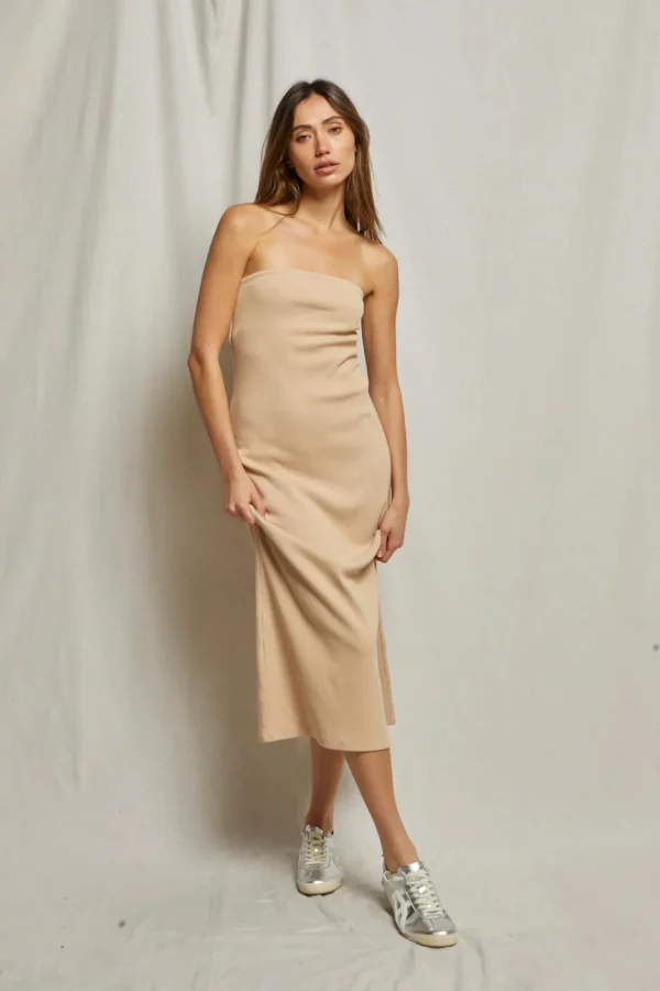 New Perfect White Tee Nadine Blondie Strapless Dress - Sand Dune