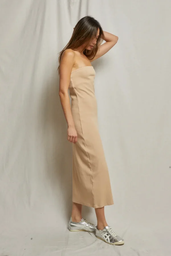 New Perfect White Tee Nadine Blondie Strapless Dress - Sand Dune