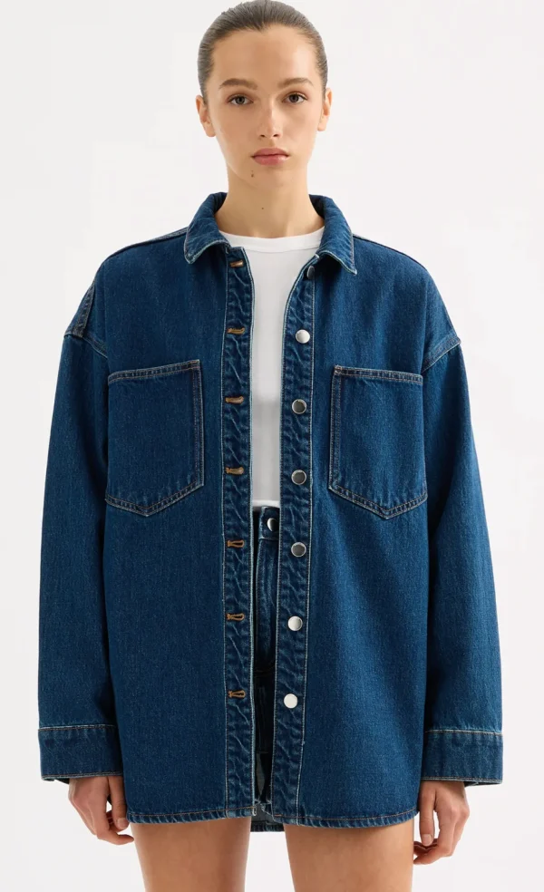 Outlet Nude Lucy Organic Denim Overshirt - Force Blue