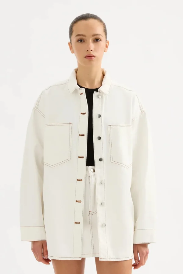 Hot Nude Lucy Organic Denim Overshirt - Salt
