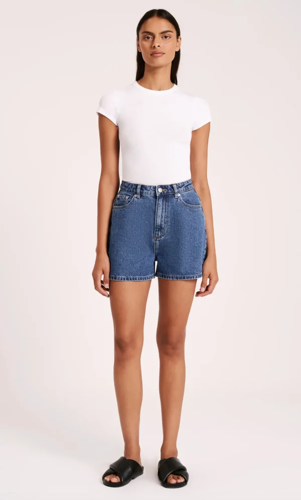 Fashion Nude Lucy Organic Mom Short - Vintage Blue