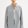 Outlet Nude Lucy Organic Poplin Shirt - Navy Stripe