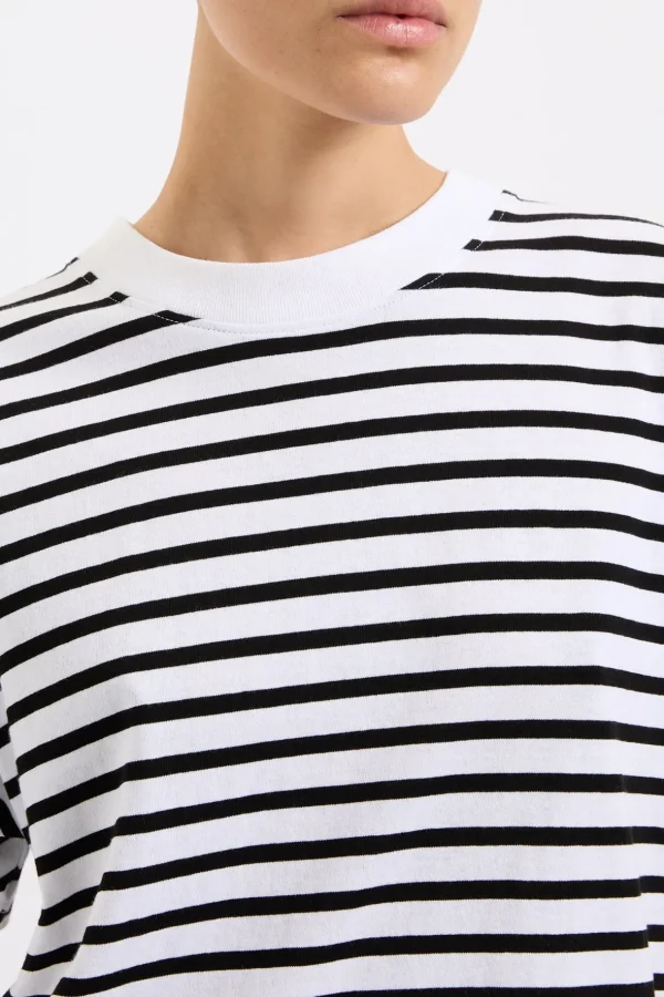 Discount Nude Lucy Organic Stripe Boyfriend Tee - Black Stripe