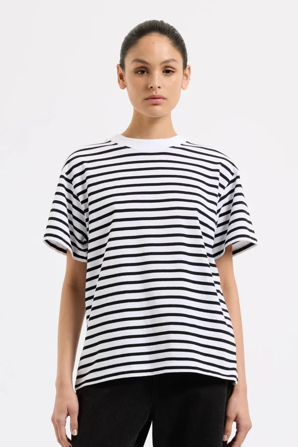 Discount Nude Lucy Organic Stripe Boyfriend Tee - Black Stripe
