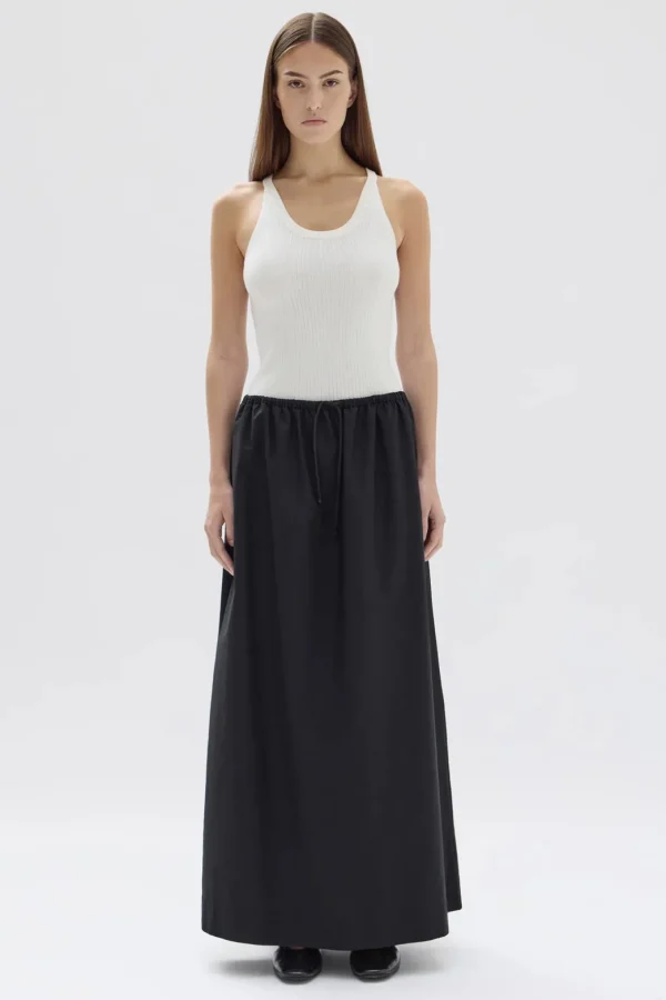 Fashion Assembly Label Philipa Poplin Midi Skirt - Black