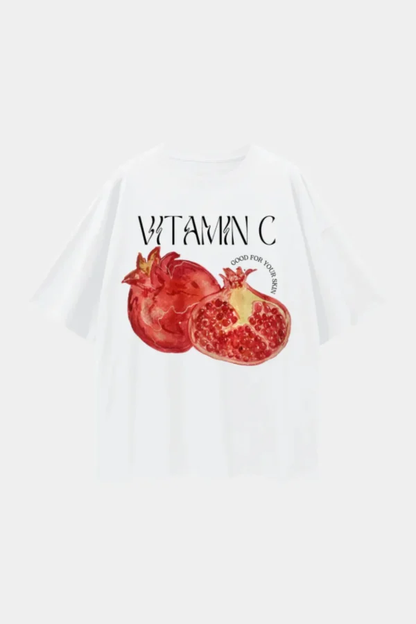 Clearance Maku Pomegranate T-Shirt Oversized - White