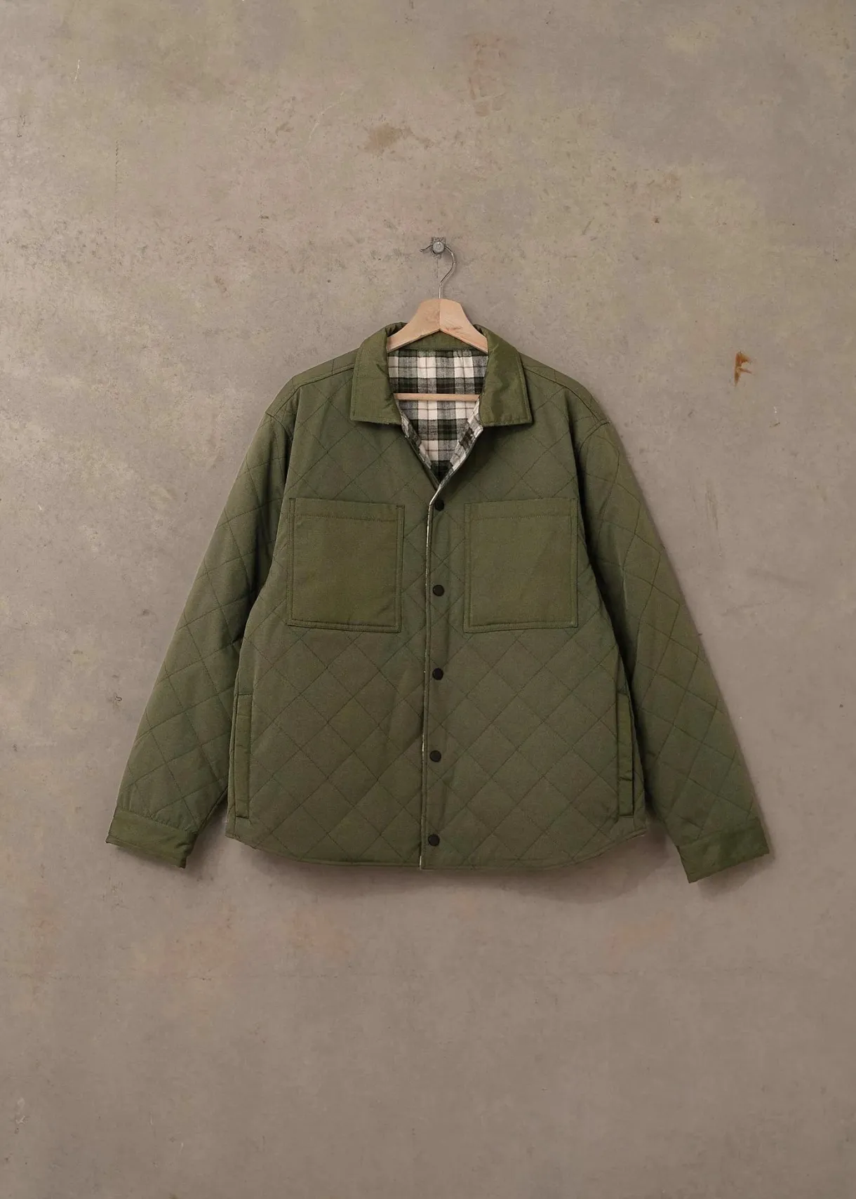reversible_quilted_jacket_2.webp Online Mctavish Reversible Quilted Jacket - Green Multi