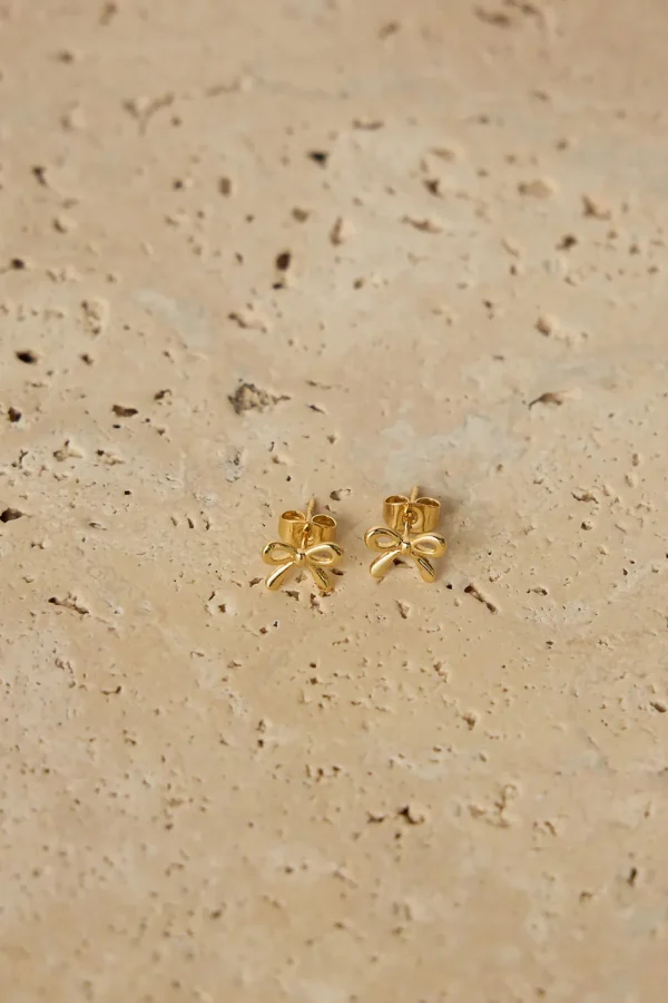 Sale Love From Lilou Ribbon Stud Earrings - Gold