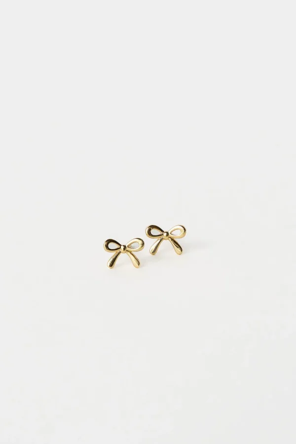 Sale Love From Lilou Ribbon Stud Earrings - Gold