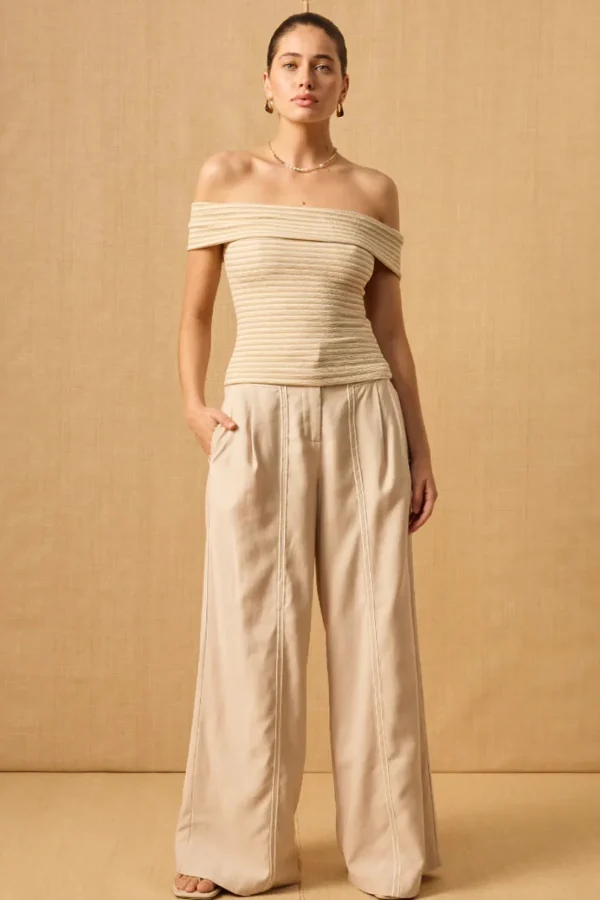 Online Mon Renn Ripple Top - Neutral Stripe