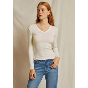 Sale Perfect White Tee Robyn U Neck Rib Long Sleeve